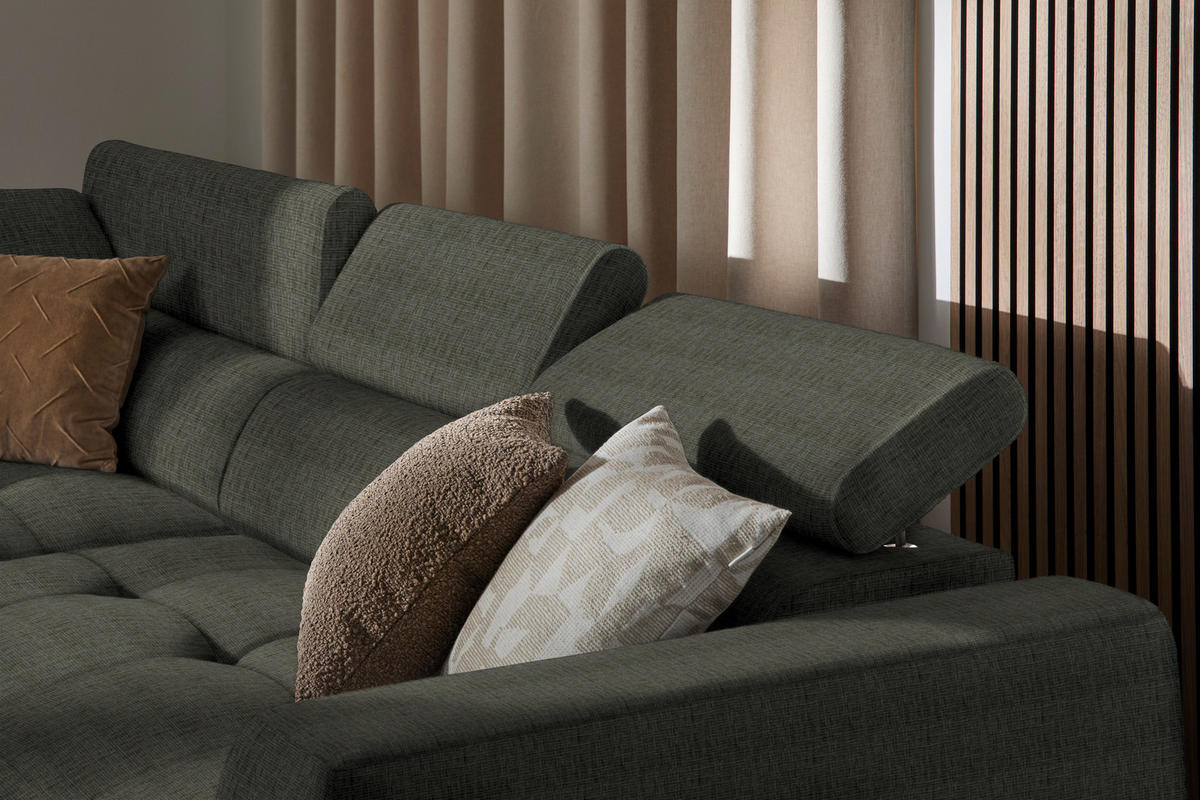 ECKSOFA in Chenille Graubraun  205/284 cm  - Graubraun/Schwarz, Design, Kunststoff/Textil (205/284cm) - Xora