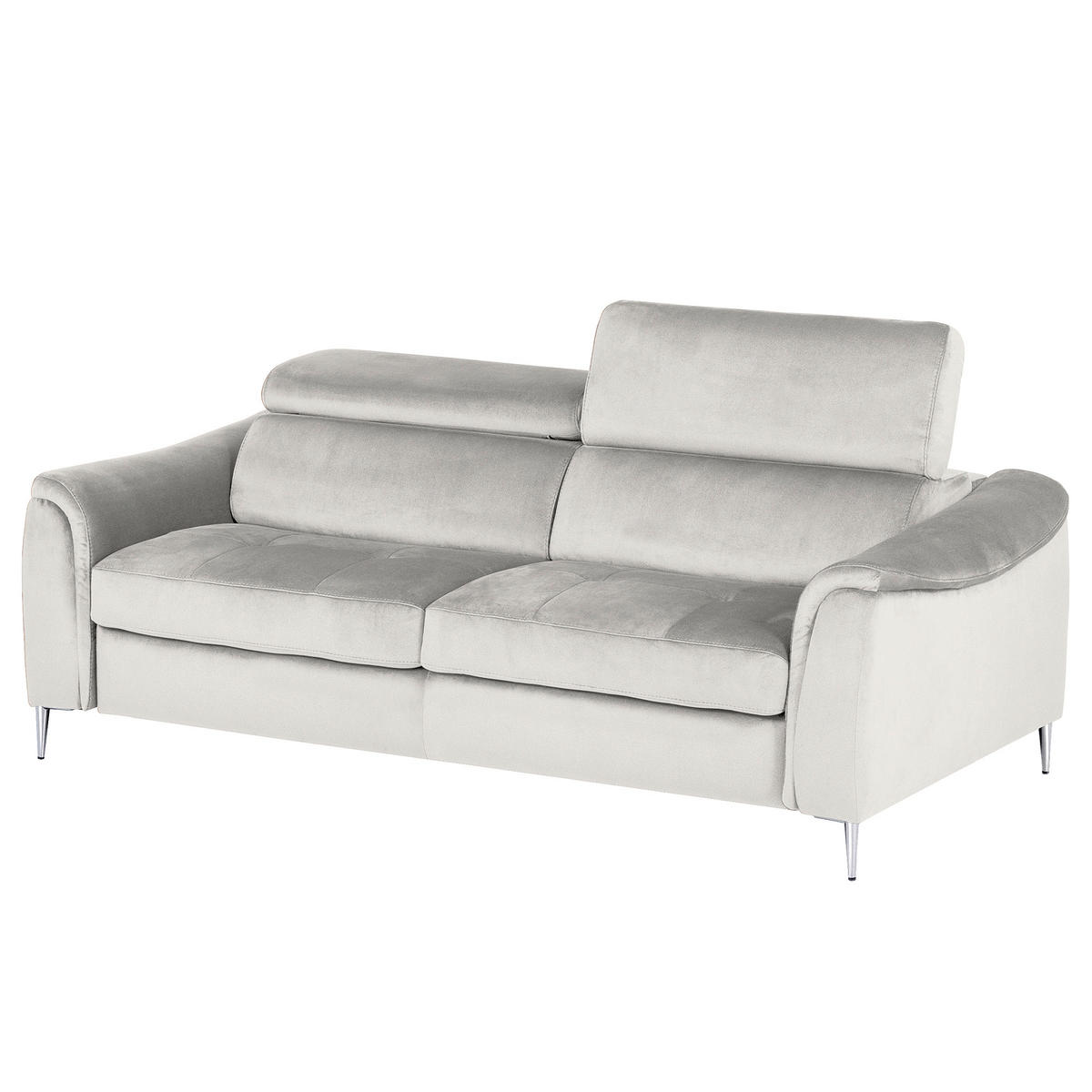 SCHLAFSOFA Samt Hellgrau  - Chromfarben/Hellgrau, Design, Textil/Metall (203/77-98/103cm) - MID.YOU