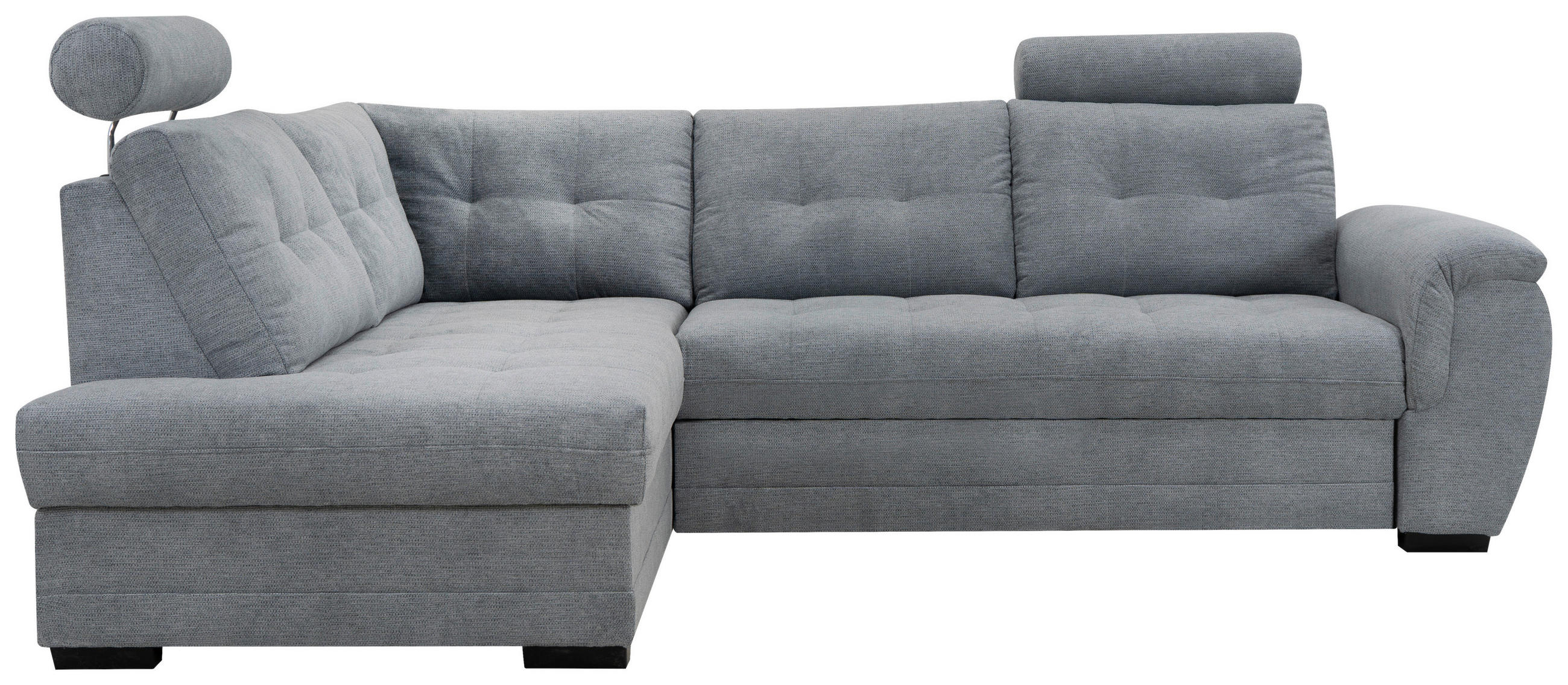ECKSOFA Grau Mikrofaser, Struktur  - Schwarz/Grau, KONVENTIONELL, Kunststoff/Textil (183/251cm) - MID.YOU