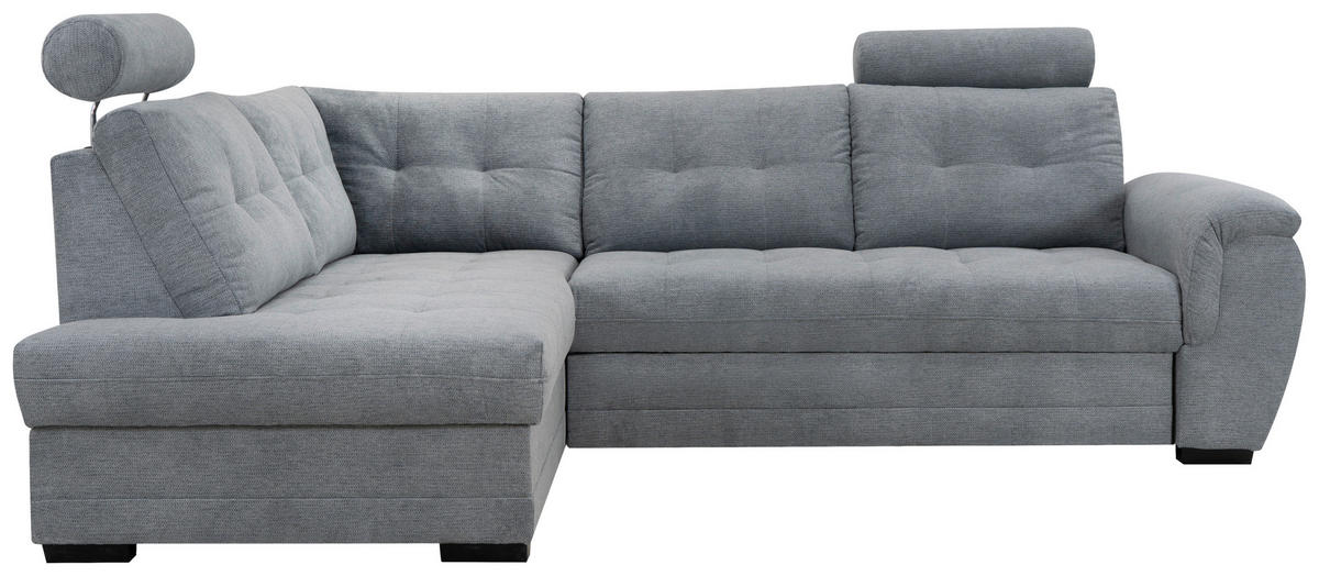 ECKSOFA Grau Mikrofaser, Struktur  - Schwarz/Grau, KONVENTIONELL, Kunststoff/Textil (183/251cm) - MID.YOU