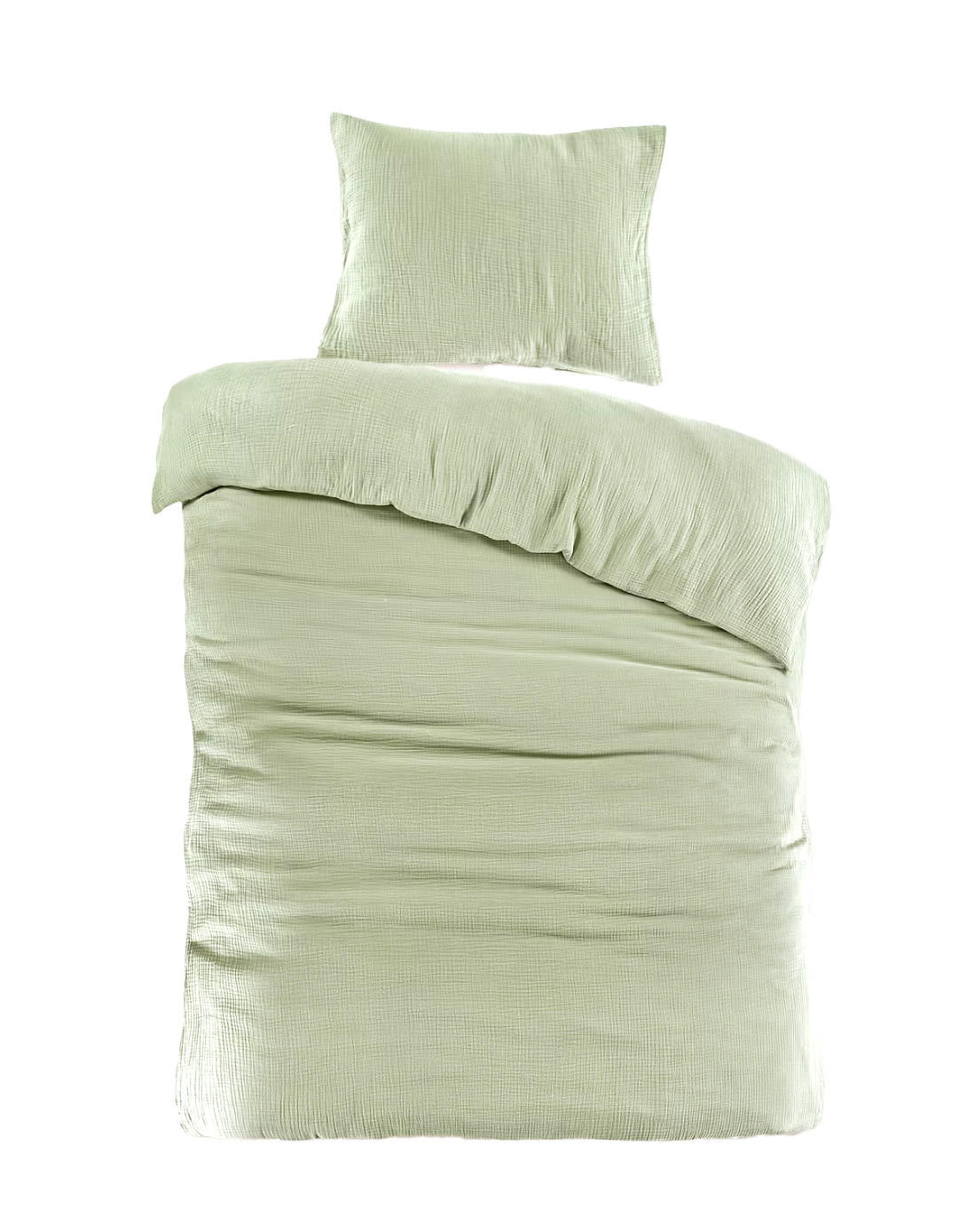 BETTWÄSCHESET Musselin 160/210 cm  100 cm/65 cm  - Salbeigrün, Basics, Textil (160/210cm) - Esposa