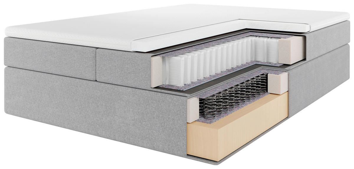 BOXSPRINGBETT 120/200 cm  in Hellgrau  - Anthrazit/Hellgrau, MODERN, Karton/Holz (120/200cm) - MID.YOU