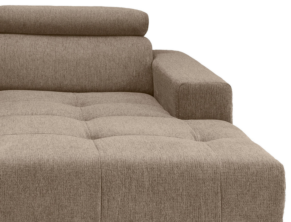 ECKSOFA in Chenille Hellbraun  - Hellbraun/Schwarz, Konventionell, Textil/Metall (200/188cm) - Livetastic