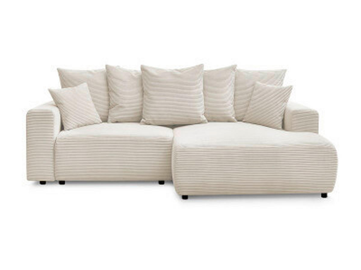 ECKSOFA Ottomane rechts  ATILLA Beige Cord  - Beige/Schwarz, MODERN, Kunststoff/Textil (244/149cm)