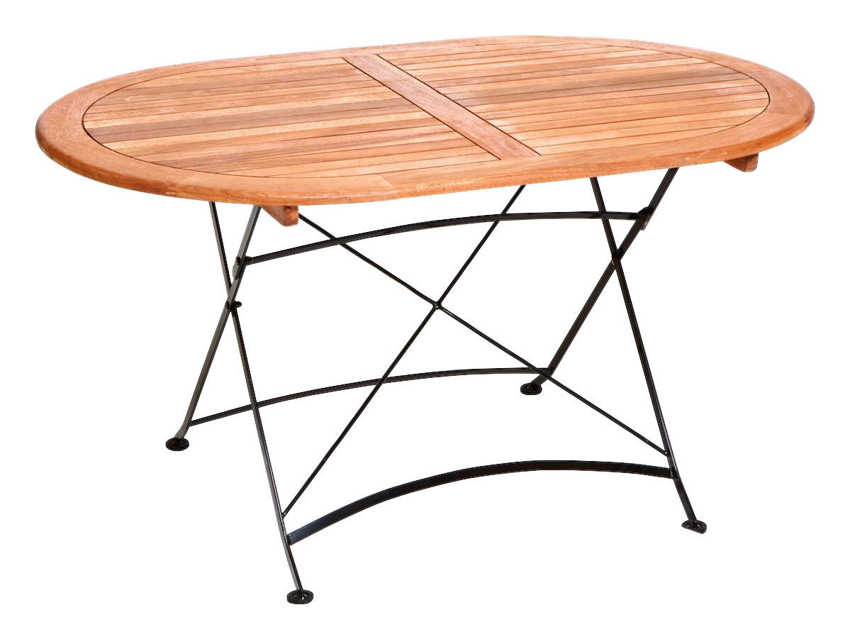 GARTENTISCH Holz, Metall Naturfarben oval  - Naturfarben, ROMANTIK / LANDHAUS, Holz/Metall (140/90/75cm) - Gardenson
