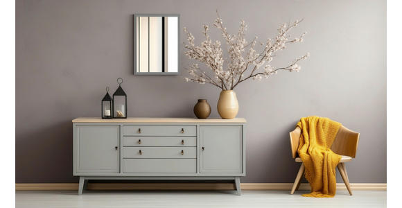 WANDSPIEGEL 34/45/1,5 cm  - Grau, Trend, Glas/Kunststoff (34/45/1,5cm) - Boxxx