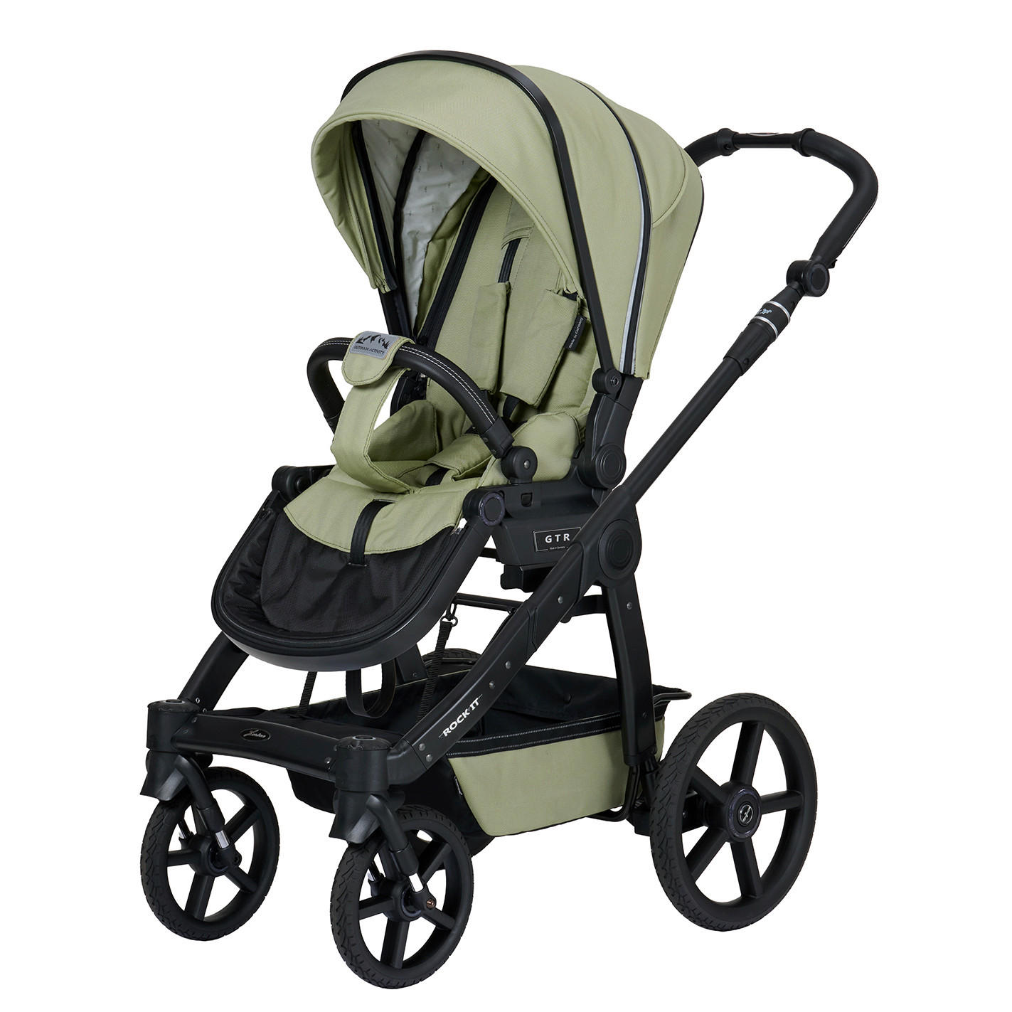 KINDERWAGENSET ROCK IT HB Outdoor  - Schwarz/Hellgrün, Basics, Textil/Metall (102/58/120cm) - Hartan