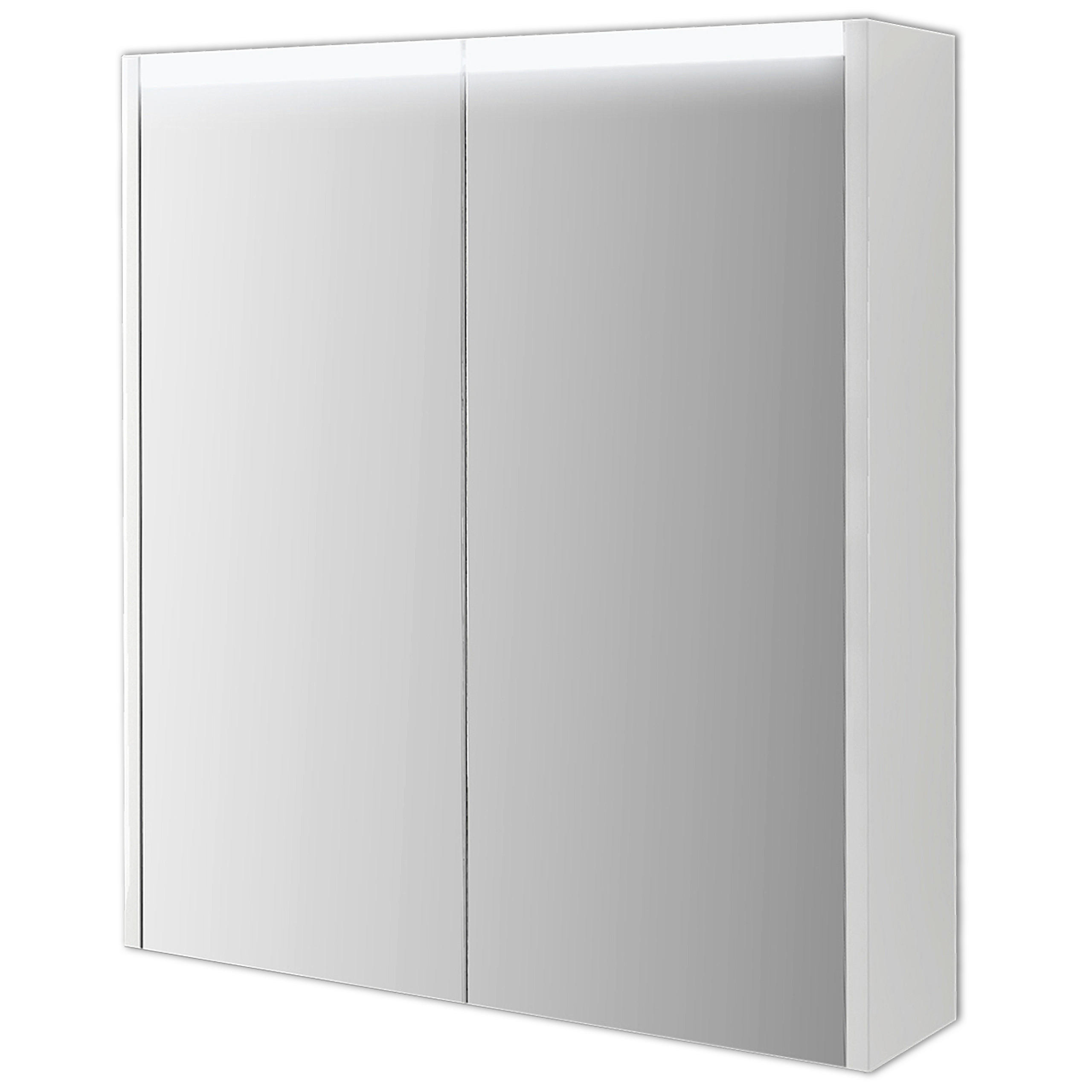 Dulap Baie  - alb, Basics, sticlă/material pe bază de lemn (60/67/15cm) - Welnova