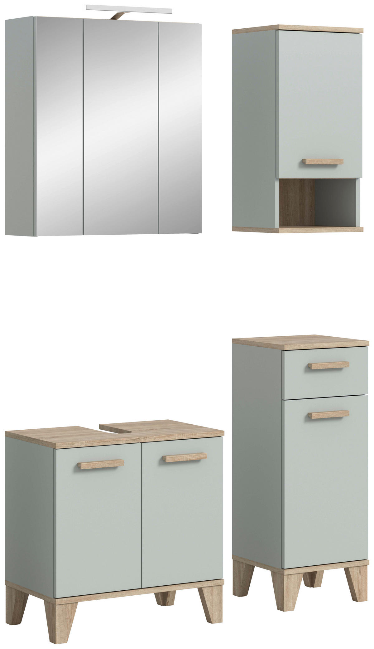 BADEZIMMER 5-teilig 94 cm  - Eiche San Remo/Graugrün, Modern, Holzwerkstoff/Kunststoff (94cm) - MID.YOU