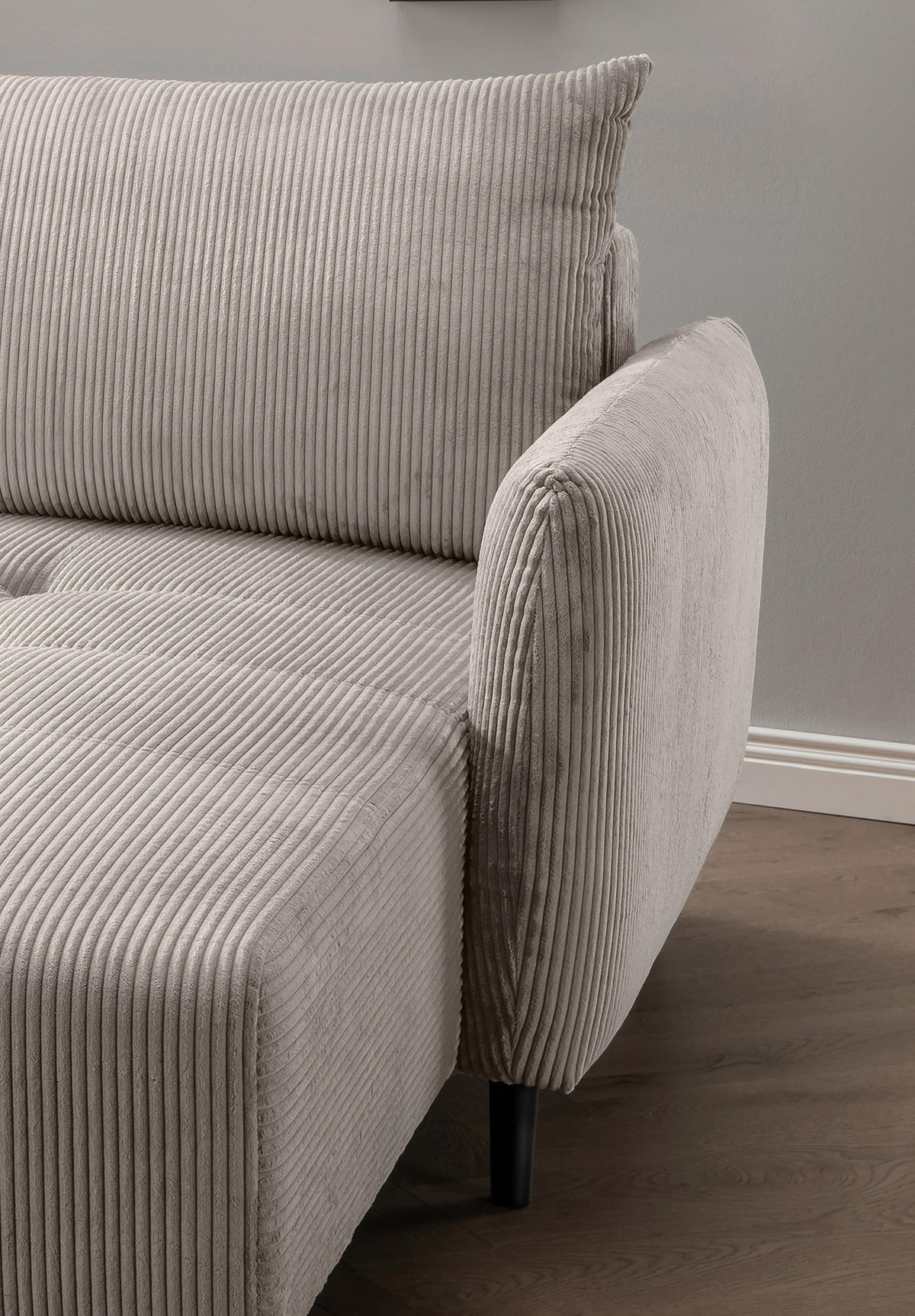 ECKSCHLAFSOFA in Cord Beige  - Beige/Schwarz, Basics, Holz/Textil (238/174cm) - Livetastic
