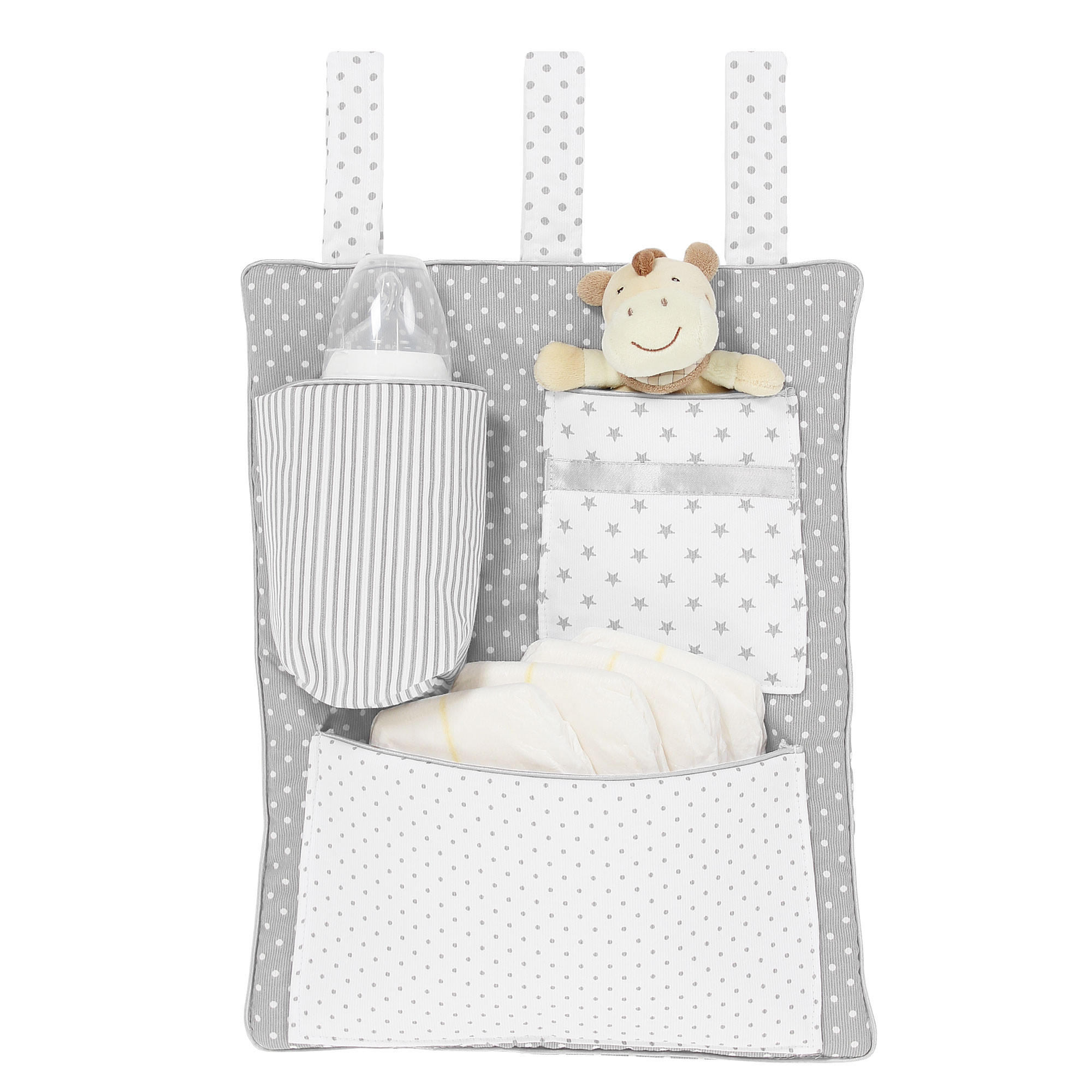BETTTASCHE - Weiß/Grau, Basics, Textil (28/39/2,5cm) - Babybay