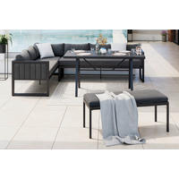 DINING-LOUNGESET 4-teilig  - Grau, MODERN, Glas/Textil (193/260cm) - Ambia Garden