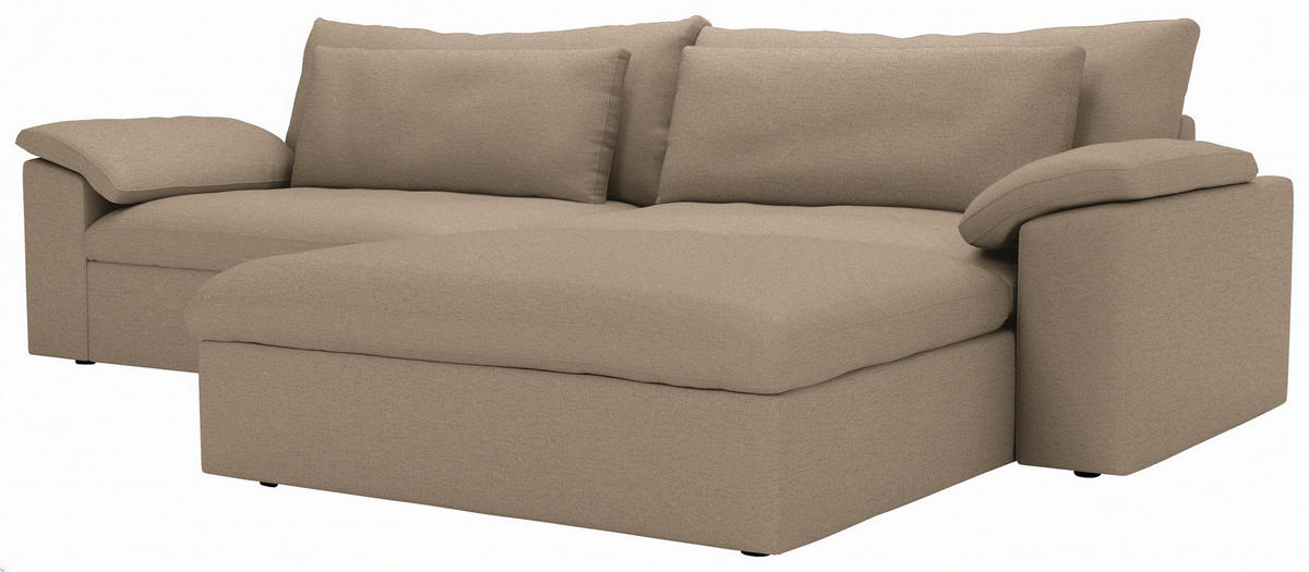 ECKSOFA Flachgewebe Beige  - Beige/Schwarz, Modern, Kunststoff/Textil (306/198cm) - Carryhome