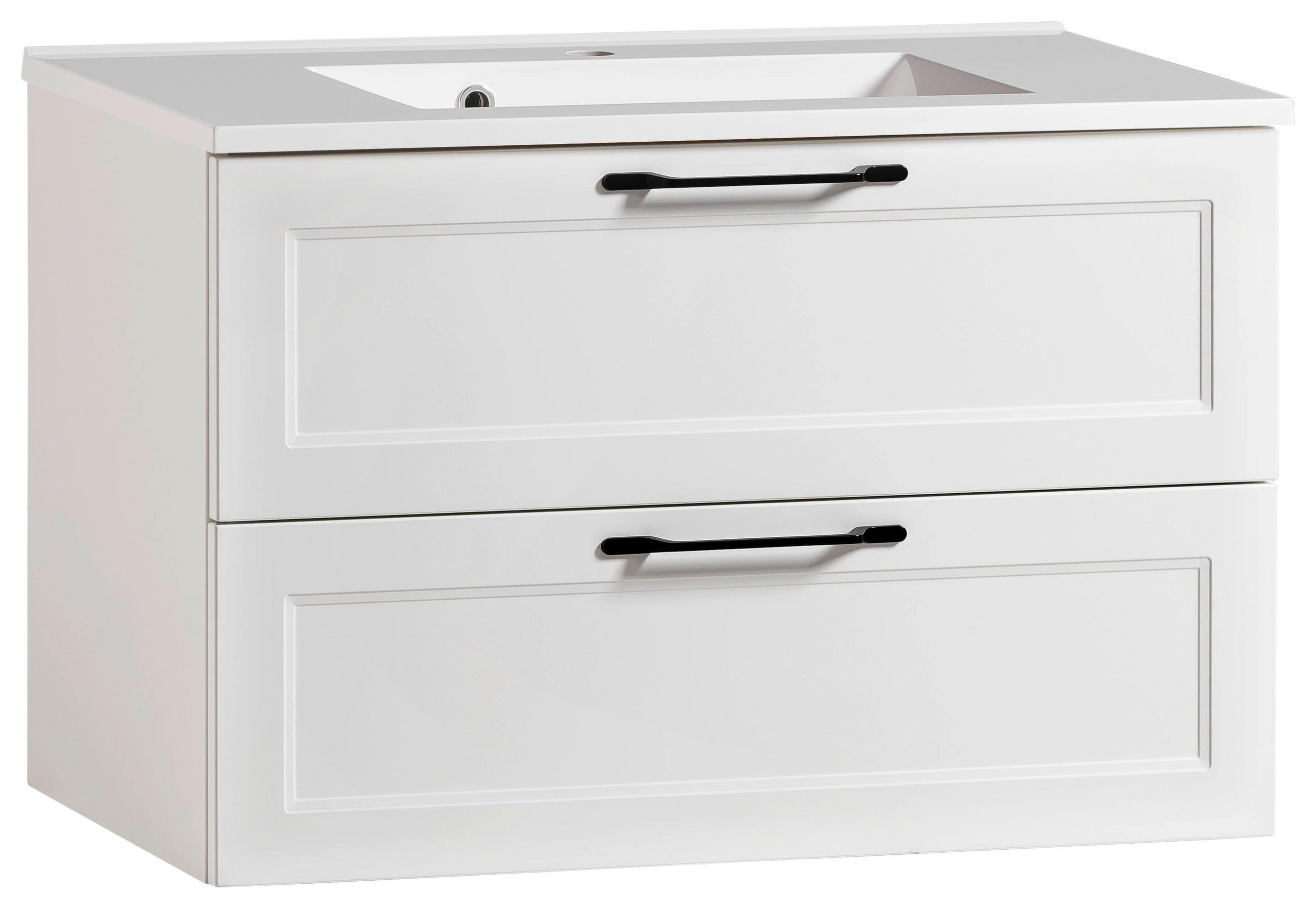 WASCHTISCHKOMBI 80 cm  - Schwarz/Weiß, ROMANTIK / LANDHAUS, Holzwerkstoff/Stein (80cm) - Xora