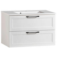 WASCHTISCHKOMBI 80 cm  - Schwarz/Weiß, ROMANTIK / LANDHAUS, Holzwerkstoff/Stein (80cm) - Xora