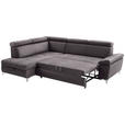 ECKSOFA Grau Samt  - Chromfarben/Grau, KONVENTIONELL, Textil/Metall (206/271cm) - Carryhome
