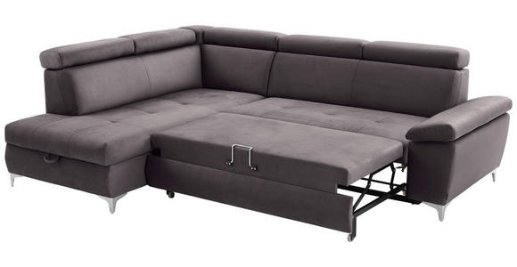 ECKSOFA Grau Samt  - Chromfarben/Grau, KONVENTIONELL, Textil/Metall (206/271cm) - Carryhome