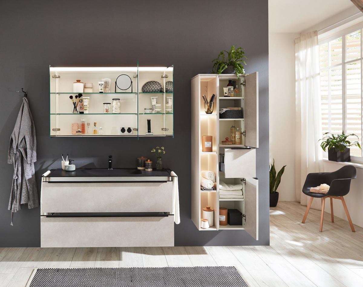 MIDISCHRANK 51,9/115,2/32 cm  - Sandfarben/Schwarz, MODERN, Holzwerkstoff/Metall (51,9/115,2/32cm) - Celina Home