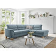 ECKSOFA Blau Mikrofaser  - Wildeiche/Blau, KONVENTIONELL, Holz/Textil (254/224cm) - Carryhome