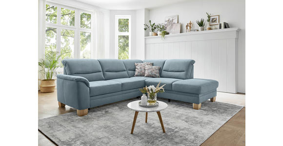 ECKSOFA Blau Mikrofaser  - Wildeiche/Blau, KONVENTIONELL, Holz/Textil (254/224cm) - Carryhome