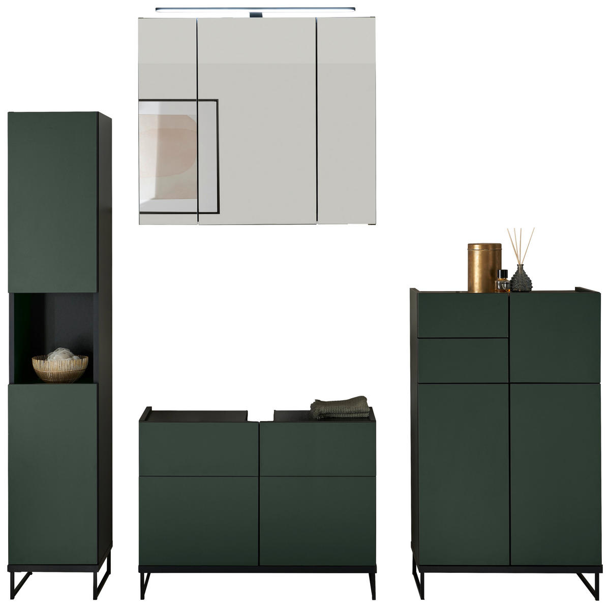 WASCHBECKENUNTERSCHRANK 80/59,4/31 cm  - Schwarz/Grün, Basics, Holzwerkstoff/Metall (80/59,4/31cm) - MID.YOU