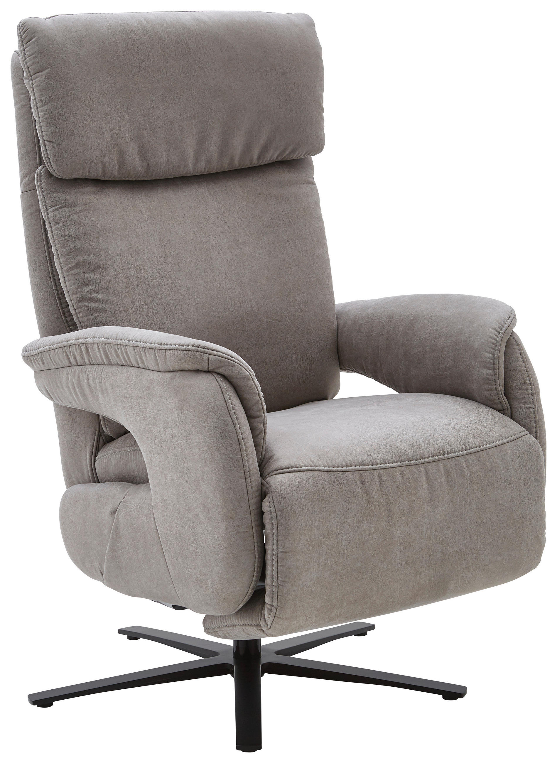RELAXSESSEL Lederlook Relaxfunktion    - Hellgrau/Schwarz, KONVENTIONELL, Textil/Metall (70/117/85cm) - Dieter Knoll