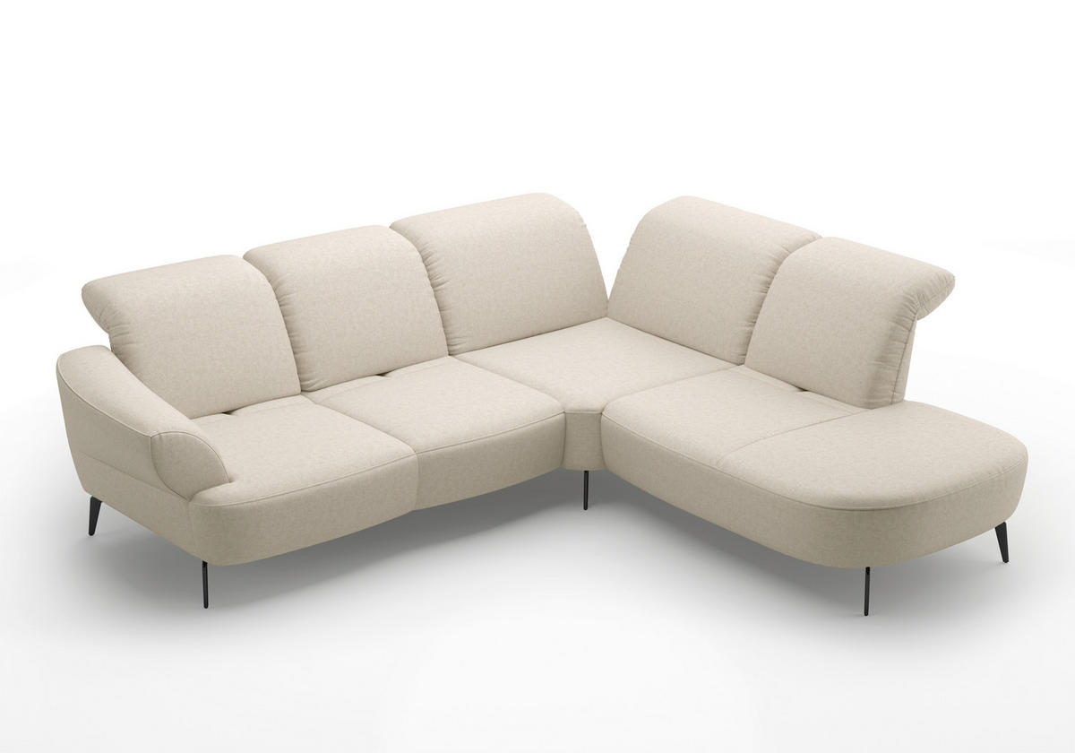 ECKSOFA in Flachgewebe Creme  302/270 cm  - Creme/Schwarz, MODERN, Textil/Metall (302/270cm) - Sit & More