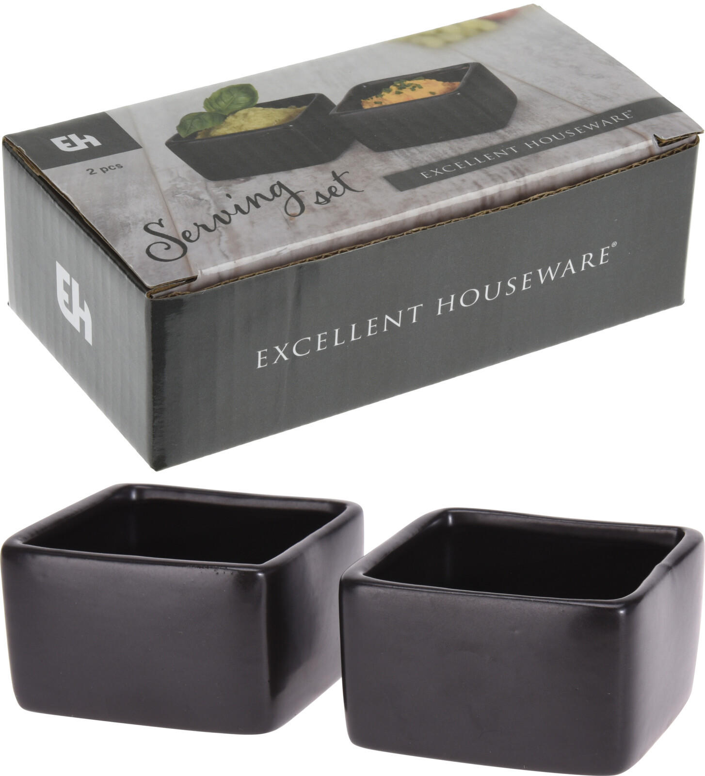 SNACKSSKÅL 2 delar  7,2/7,2/4 cm  - svart, Klassisk, keramik (7,2/7,2/4cm) - Best Price