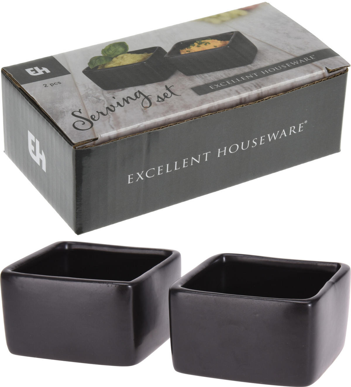 SNACKSSKÅL 2 delar  7,2/7,2/4 cm  - svart, Klassisk, keramik (7,2/7,2/4cm) - Best Price