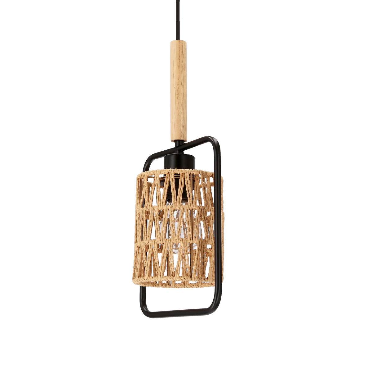 PENDELLAMPA Crown 20/12/110 cm  - beige/svart, Natur, metall/textil (20/12/110cm)