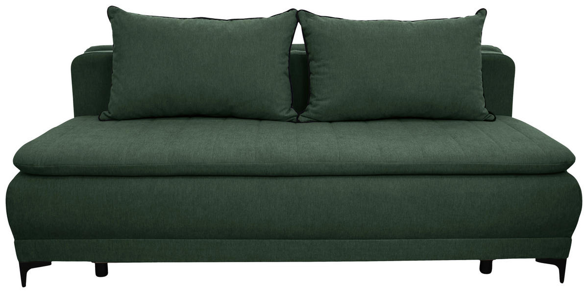 SCHLAFSOFA  mit Liegefunktion Flachgewebe Grün  - Schwarz/Grün, Basics, Textil/Metall (202/98/78cm) - Livetastic