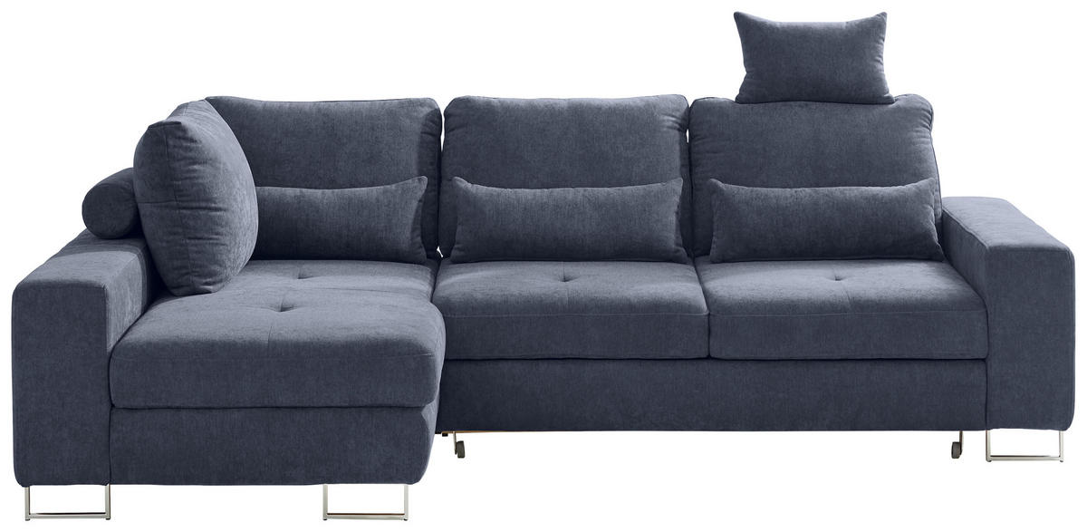 ECKSOFA Dunkelgrau Flachgewebe  - Dunkelgrau, Design, Textil/Metall (188/260cm) - Hom`in