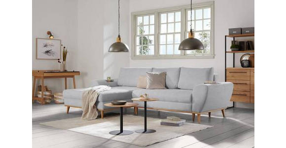 ECKSOFA in Webstoff Silberfarben  - Eichefarben/Silberfarben, Design, Holz/Textil (175/282cm) - Carryhome