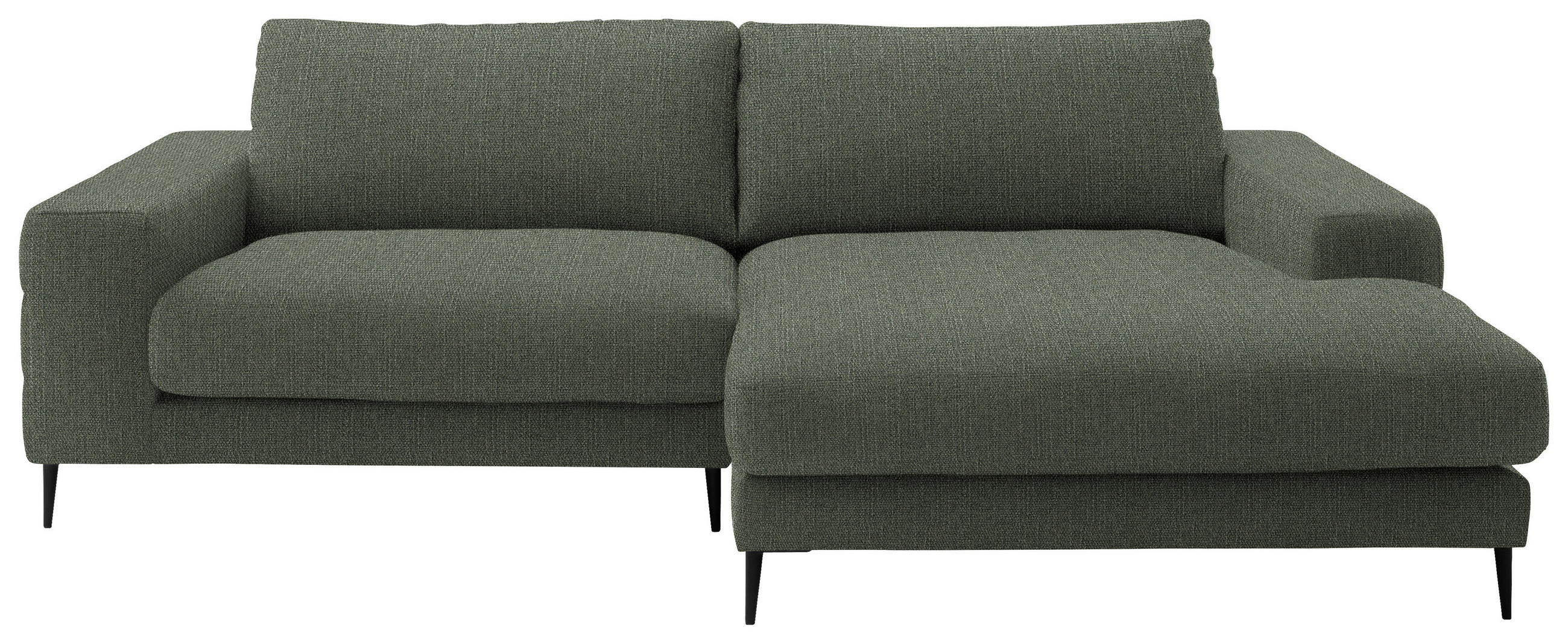 ECKSOFA in Flachgewebe Grün  253/177 cm  - Schwarz/Grün, Design, Textil/Metall (253/177cm) - Dieter Knoll
