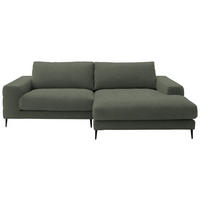 ECKSOFA in Flachgewebe Grün  253/177 cm  - Schwarz/Grün, Design, Textil/Metall (253/177cm) - Dieter Knoll