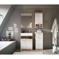 BADEZIMMER 4-teilig  in 97 cm  - Weiß Hochglanz/Silberfarben, MODERN, Glas/Holzwerkstoff (97cm) - MID.YOU