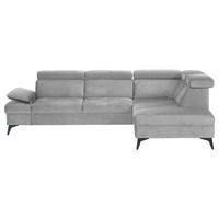 ECKSOFA Grau Flachgewebe Schlaffunktion, Armteilverstellung, Kopfteilverstellung, Sitztiefenverstellung  - Schwarz/Grau, MODERN, Textil/Metall (258/210cm) - Landscape