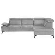 ECKSOFA Grau Flachgewebe Schlaffunktion, Armteilverstellung, Kopfteilverstellung, Sitztiefenverstellung  - Schwarz/Grau, MODERN, Textil/Metall (258/210cm) - Landscape