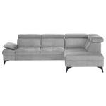 ECKSOFA Grau Flachgewebe Schlaffunktion, Armteilverstellung, Kopfteilverstellung, Sitztiefenverstellung  - Schwarz/Grau, MODERN, Textil/Metall (258/210cm) - Landscape