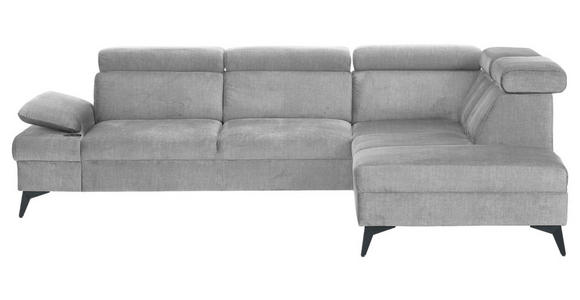 ECKSOFA Grau Flachgewebe Schlaffunktion, Armteilverstellung, Kopfteilverstellung, Sitztiefenverstellung  - Schwarz/Grau, MODERN, Textil/Metall (258/210cm) - Landscape