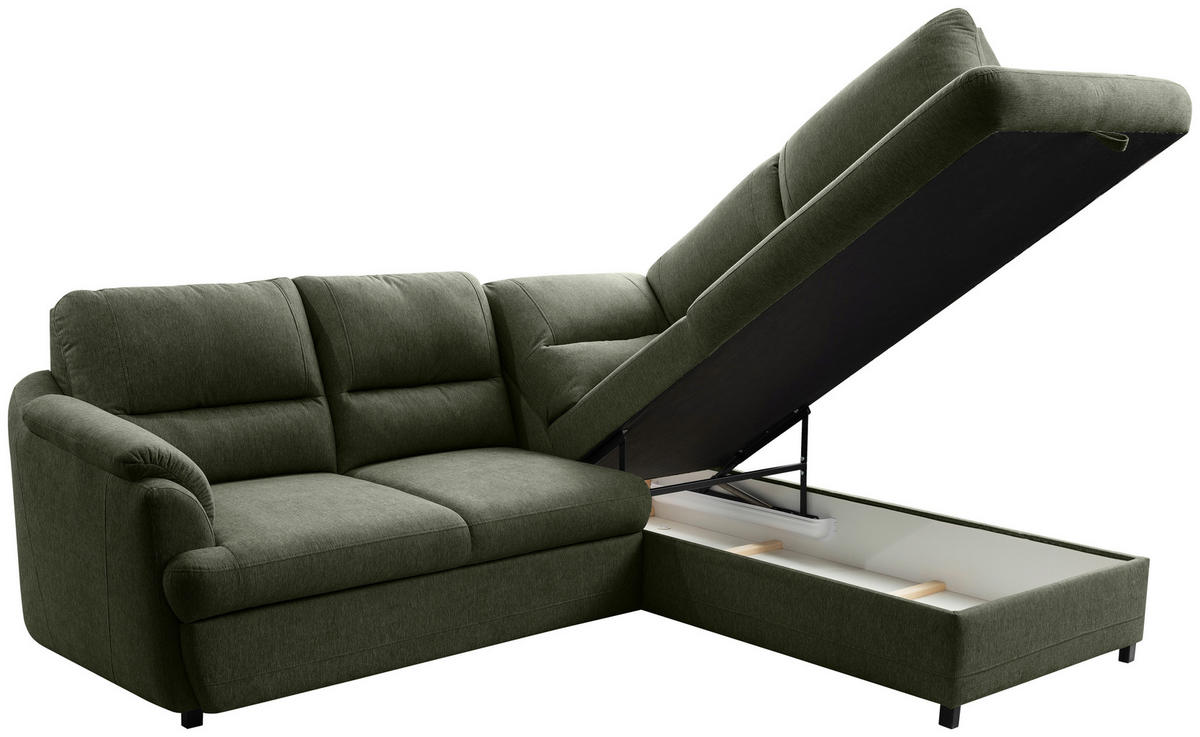 ECKSOFA Grün  - Greige/Schwarz, Basics, Holz/Textil (240/200cm) - MID.YOU