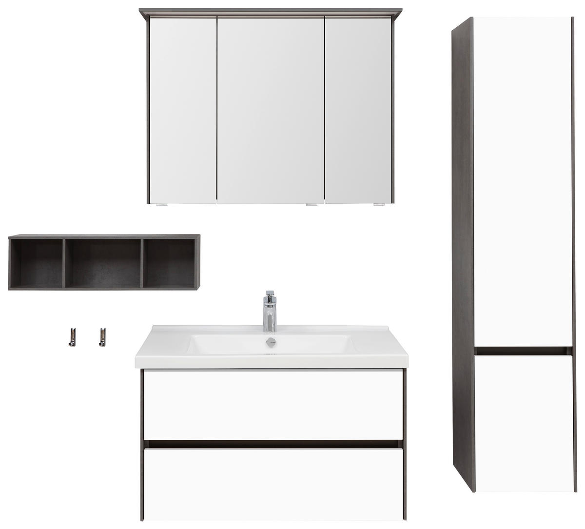 BADEZIMMER  in 92 cm  - Dunkelgrau/Weiß, KONVENTIONELL, Glas/Keramik (92cm) - Dieter Knoll