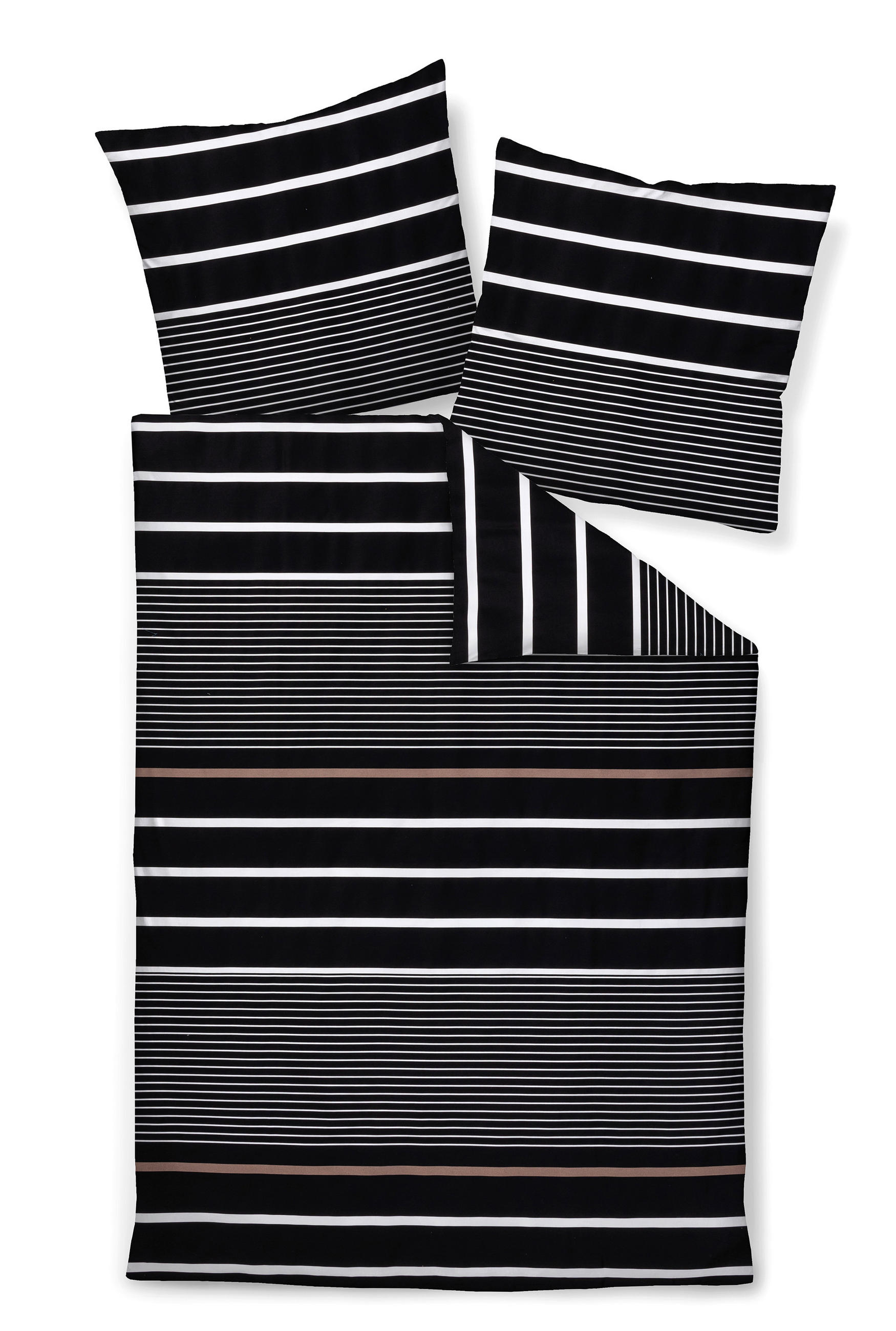 BETTWÄSCHE 135/200 cm Makosatin  - Schwarz/Weiß, Design, Textil (135/200cm) - Janine