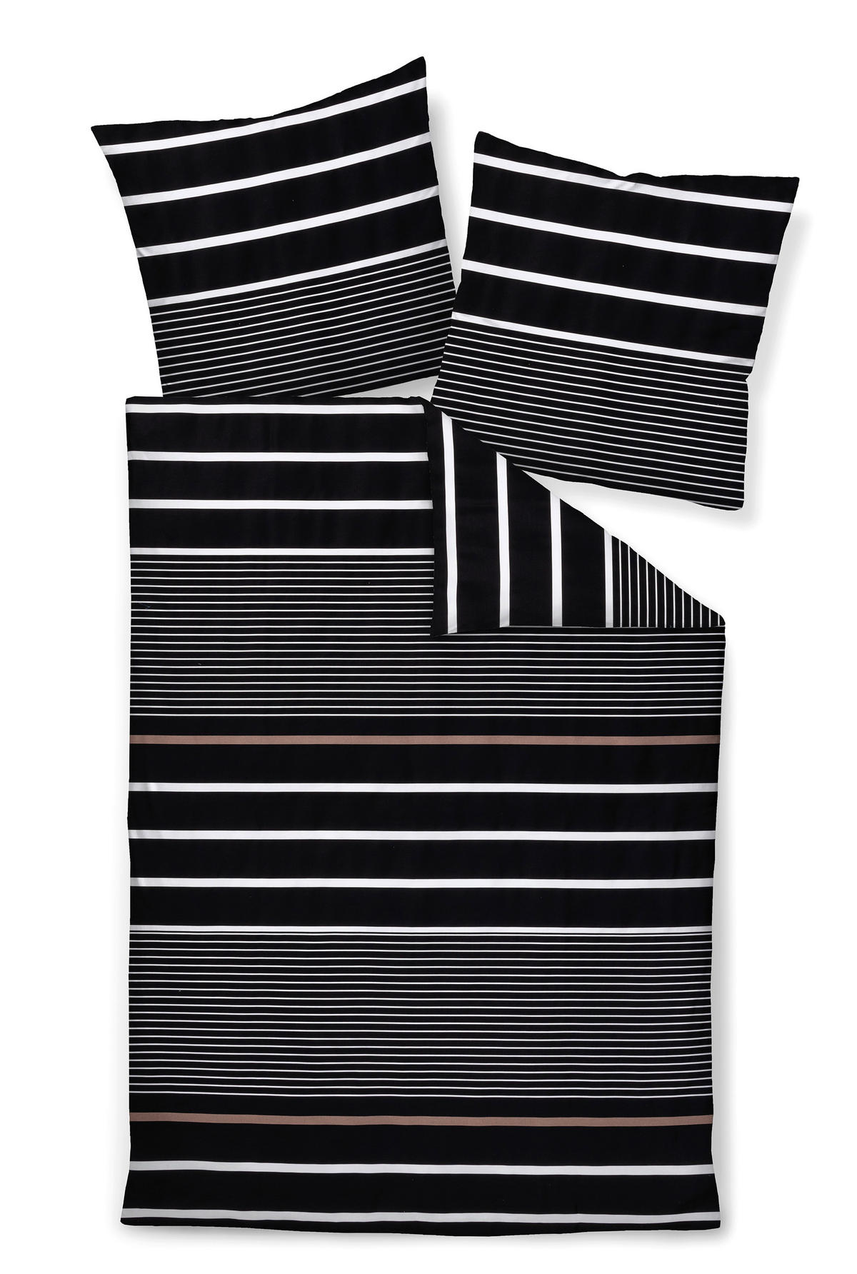 BETTWÄSCHE Makosatin 135/200 cm  - Schwarz/Weiß, Design, Textil (135/200cm) - Janine