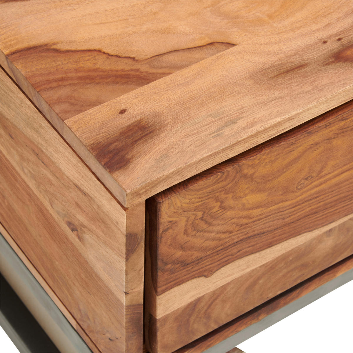 COUCHTISCH Craft Line Sheesham massiv 60/120/38 cm rechteckig Naturfarben, Anthrazit  - Anthrazit/Naturfarben, LIFESTYLE, Holz/Metall (60/120/38cm) - MID.YOU