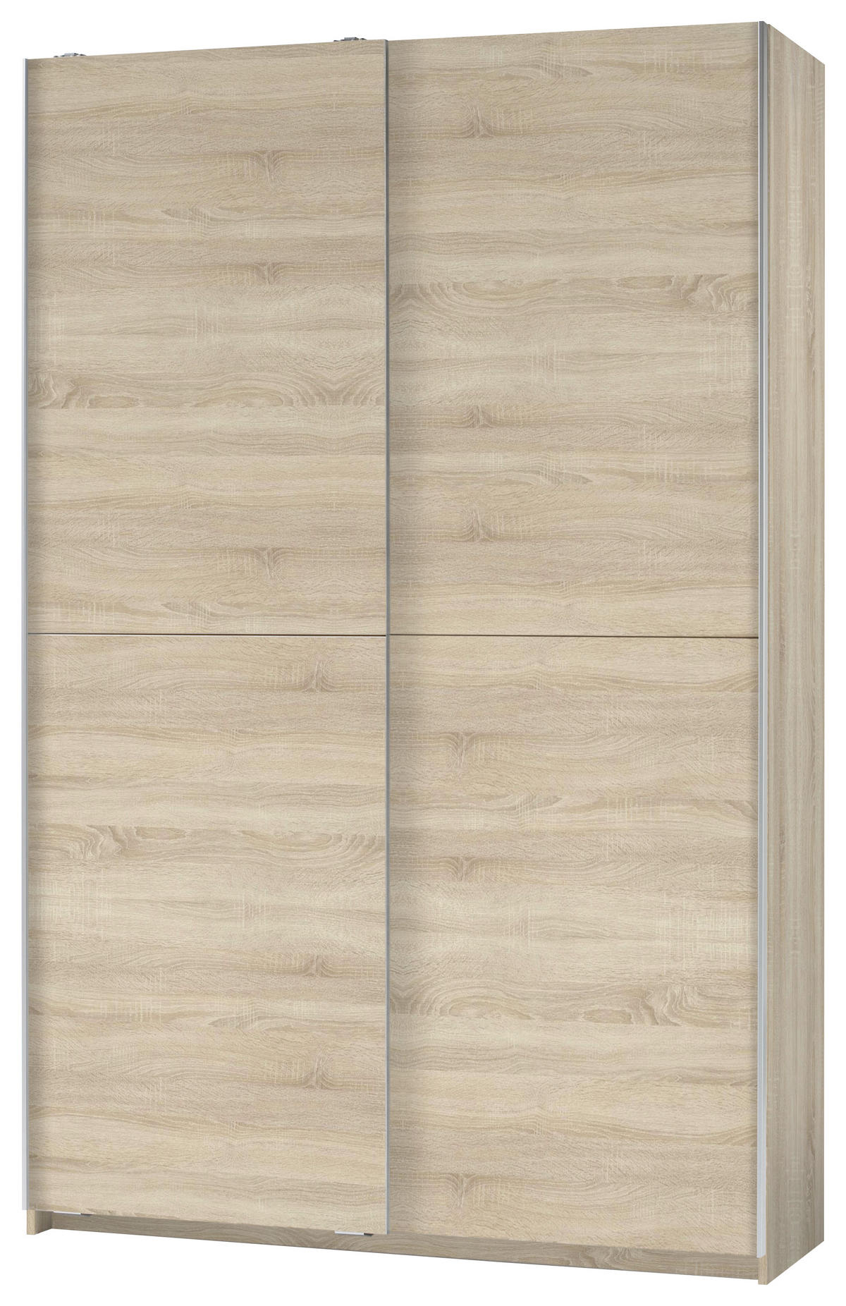 OMARA Z DRSNIMI VRATI, hrast sonoma  - barve aluminija/hrast sonoma, Basics, leseni material (125/196/38cm) - Livetastic