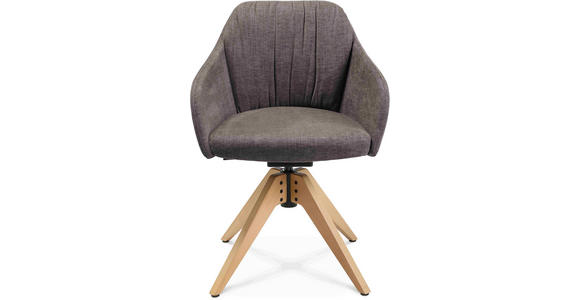 ARMLEHNSTUHL in Velours - Taupe/Eichefarben, Design, Holz/Textil (58/82,5-85,2/60cm) - Johann Jakob