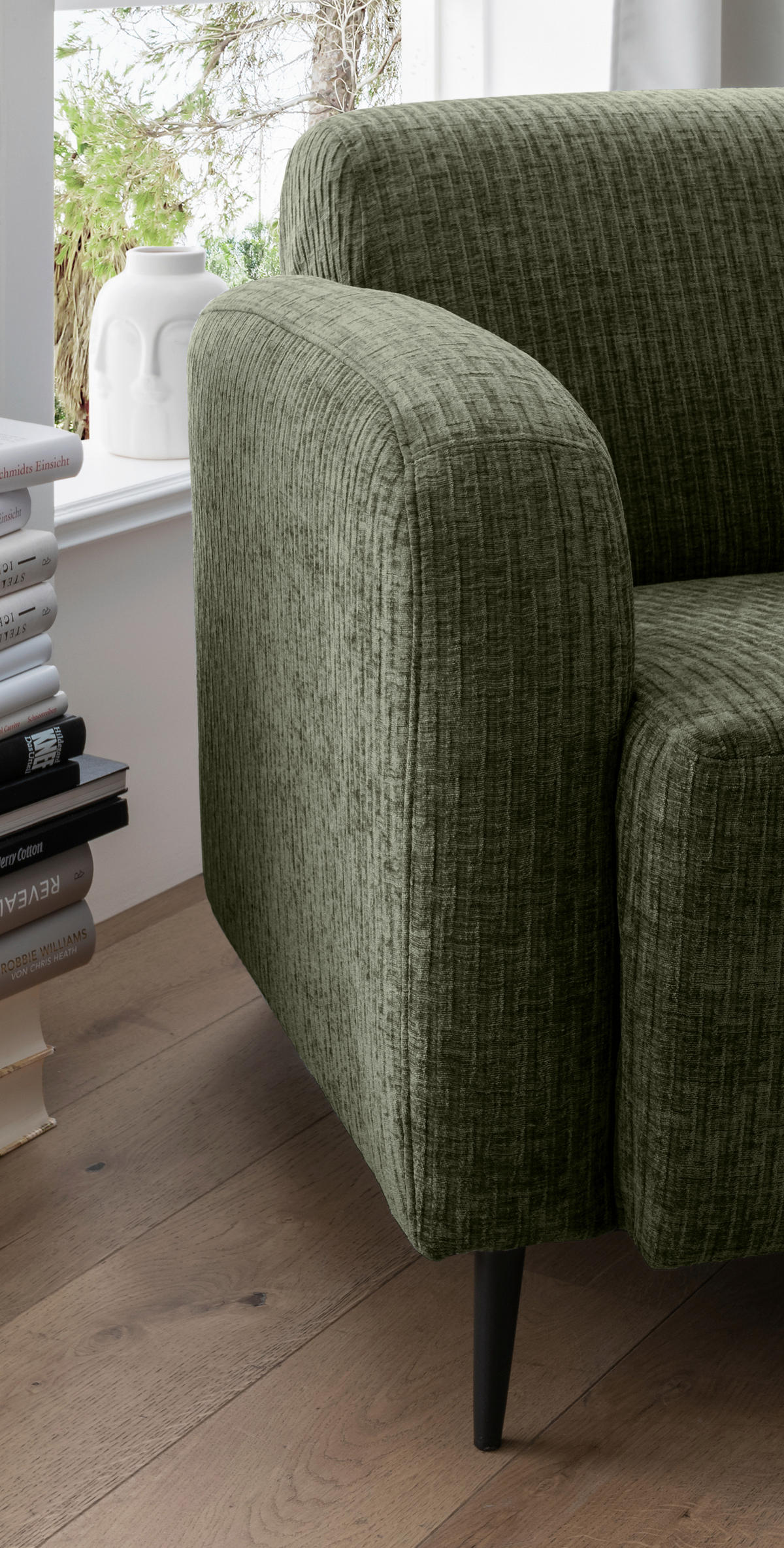 SESSEL in Velours Olivgrün  - Schwarz/Olivgrün, Modern, Textil/Metall (85/76/90cm) - Livetastic