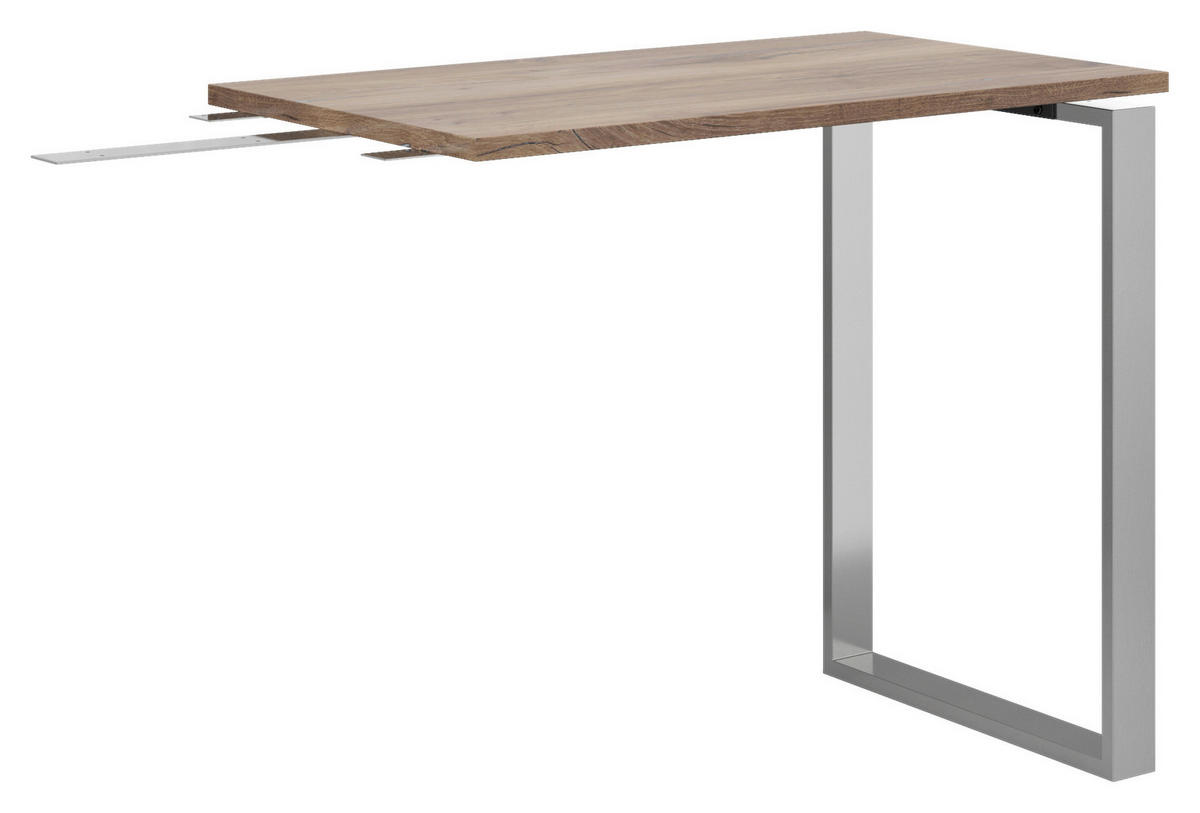 ANBAUSCHREIBTISCH Eiche dunkel  - Eiche dunkel/Silberfarben, KONVENTIONELL, Holzwerkstoff/Metall (85/56/77cm) - Voleo