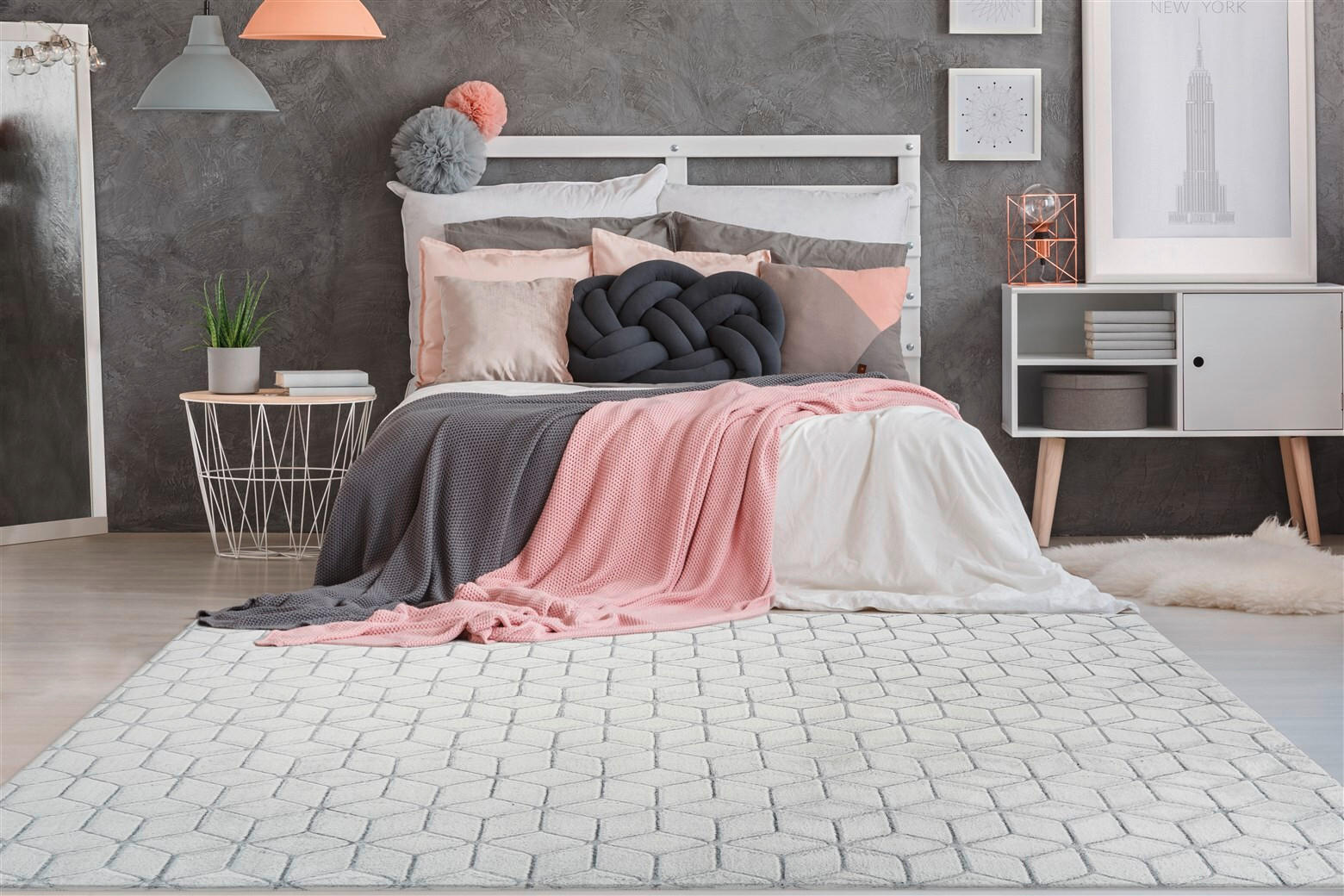 TEPPICH 80/150 cm Vivica 125 Weiß / Anthrazit Anthrazit, Weiß  - Anthrazit/Weiß, KONVENTIONELL, Textil (80/150cm)